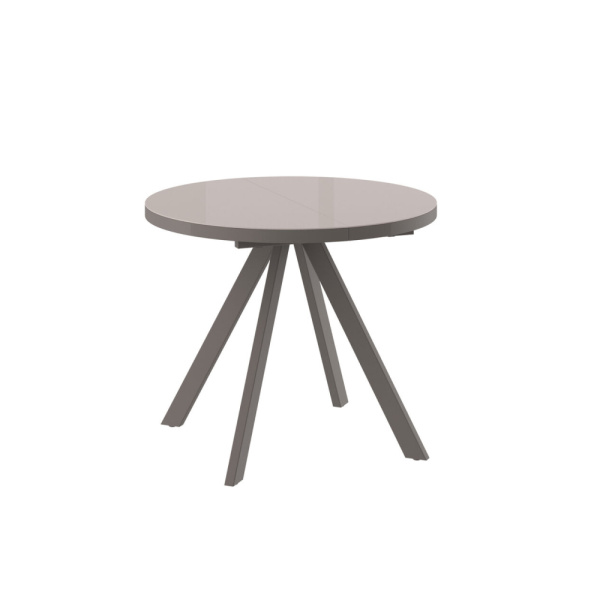 Стол RONDO-90, круглый раздвижной со стеклом 90(125), КАПУЧИНО/КАПУЧИНО